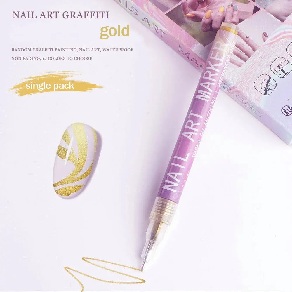 Nail Art Graffiti Pen Nail Acrylic Paint Pen Waterproof Painting Lines Pencil DIY Drawing Abstract Design Nail Accessories Femina Worldwide