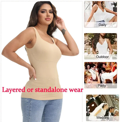 Shapewear for Women Seamless Camisole Compression Vest Tummy Control Body Shaper Waist Trainer Underwear Square Neck Tank Top