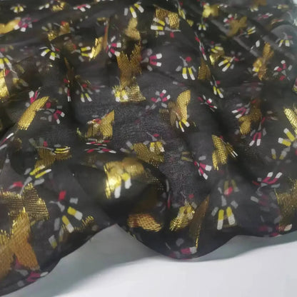 New Somali Dirac Metallic Jacquard Floral Silk With Gold Lurex Mulberry Silk Saree Dress Tissue
