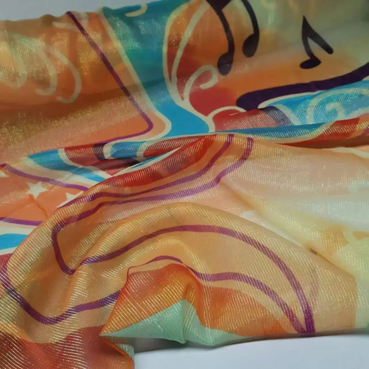 Silk Georgette Lurex 6mm Shiny Jacquard Metallic Saree Dress Scarf Fabric