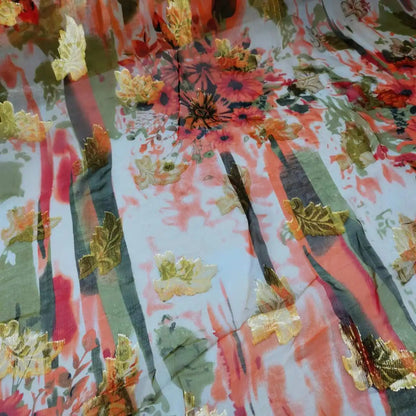 New Somali Dirac Metallic Jacquard Floral Silk With Gold Lurex Mulberry Silk Saree Dress Tissue