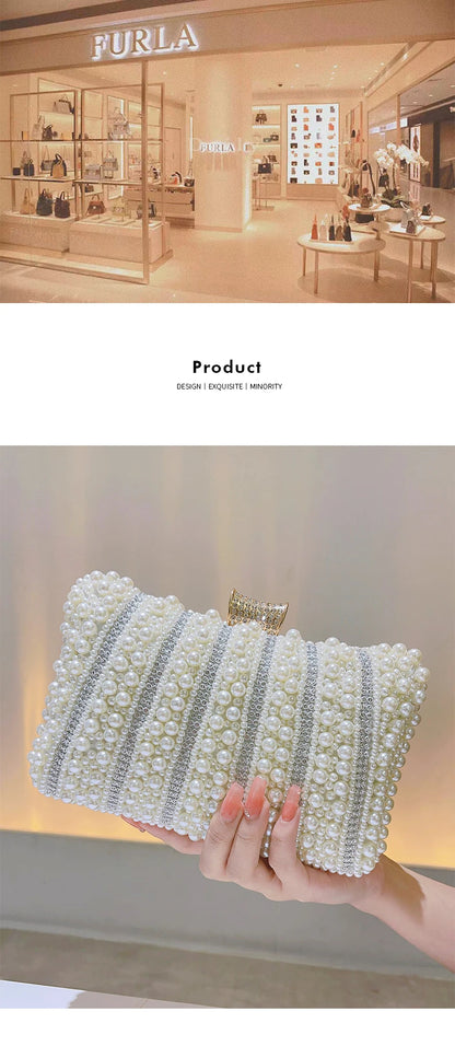 Diamonds Small Bags Pearl Handbags Women's Banquet Celebrities Handbags With Evening Dresses Cheongsam Clutch Purse