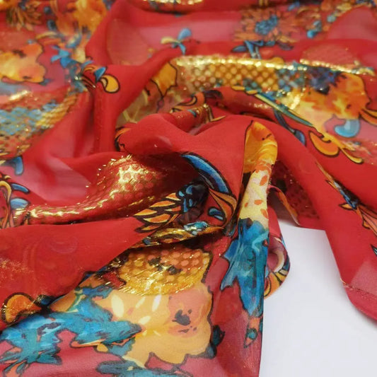 New Somali Dirac Metallic Jacquard Floral Silk With Gold Lurex Mulberry Silk Saree Dress Tissue