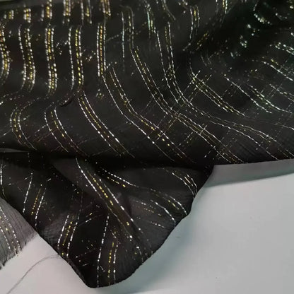 Silk Georgette Lurex 6mm Shiny Jacquard Metallic Saree Dress Scarf Fabric