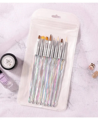 Nail Brush Phototherapy Tools 8 Pieces Painted Painting Pen Set Painting Drawing Brush Nail Enhancement Tools Uv Gel Brush Pen