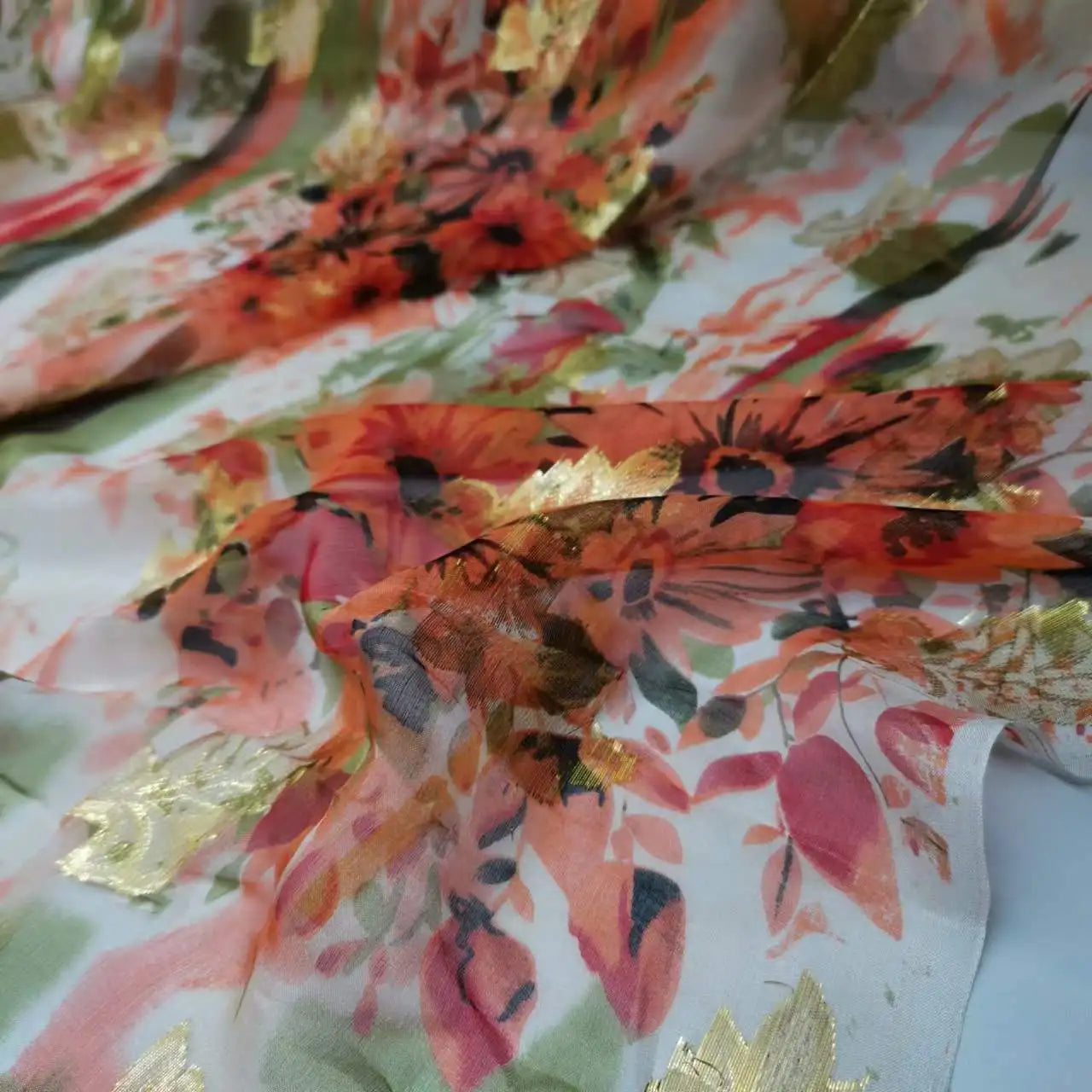 New Somali Dirac Metallic Jacquard Floral Silk With Gold Lurex Mulberry Silk Saree Dress Tissue