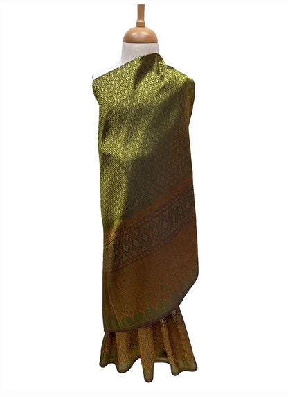 45x100cm Southeast Asia Ethnic Polyester Brocade Jacquard Woven Satin Fabric DIY Thai Skirt Tube Dress Cloth Saree Sari Textile