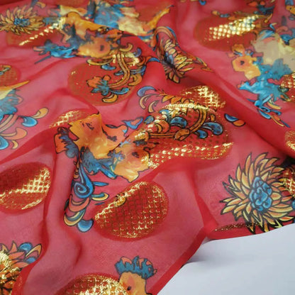 New Somali Dirac Metallic Jacquard Floral Silk With Gold Lurex Mulberry Silk Saree Dress Tissue