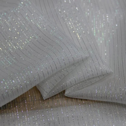 Blue Saree Fabric Shimmer Silk Metallic Shiny Hijab Scarf Craft DIY Sewing Material