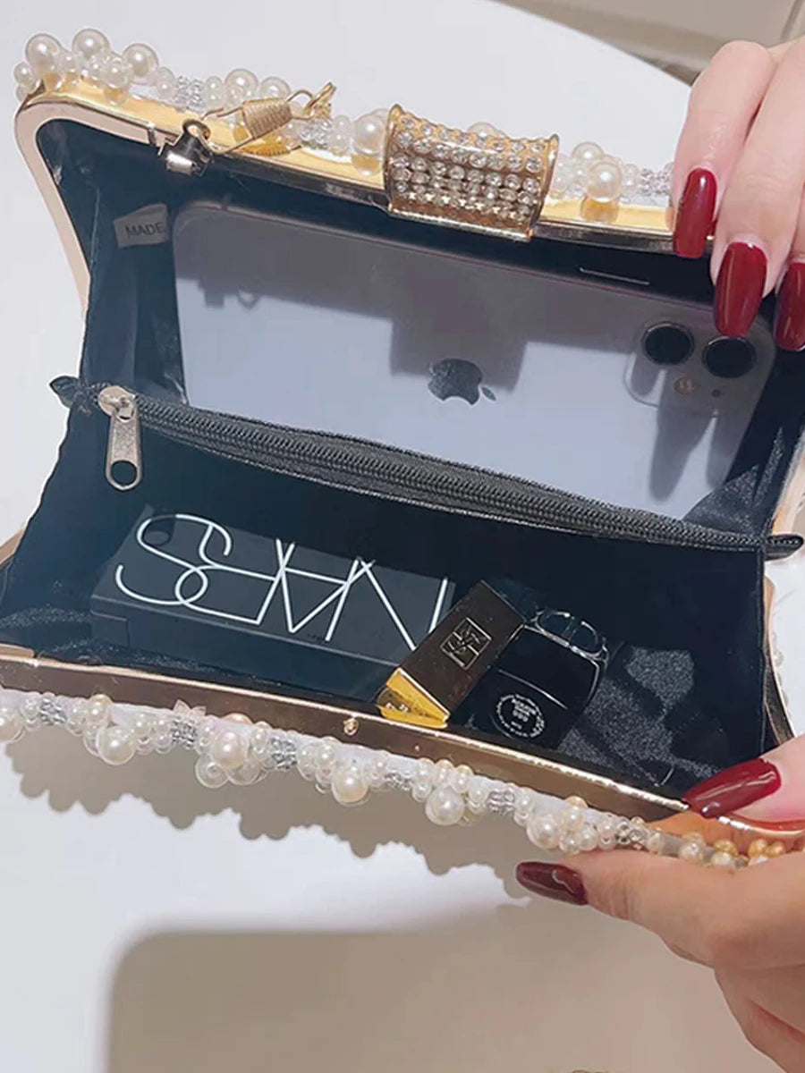 Diamonds Small Bags Pearl Handbags Women's Banquet Celebrities Handbags With Evening Dresses Cheongsam Clutch Purse
