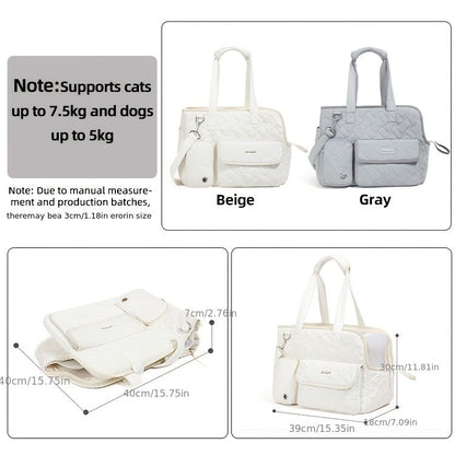 White cat carrier bag, cat transportation, quilted cat carrier, cat travel, pet care, cat supplies, Australian pet carrier, cat travel bag