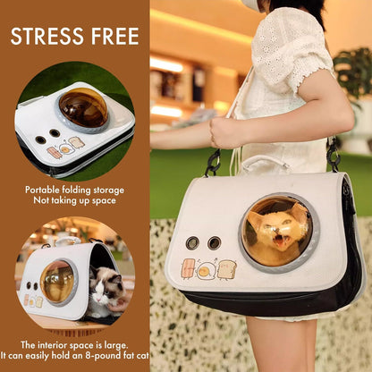 pet products Printed Space Capsule Cat Bag, Large Capacity Crossbody Dog Bag, Universal Pet Bag for All Seasons