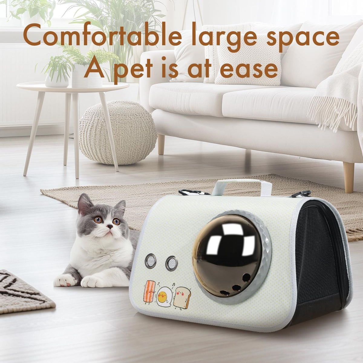 pet products Printed Space Capsule Cat Bag, Large Capacity Crossbody Dog Bag, Universal Pet Bag for All Seasons