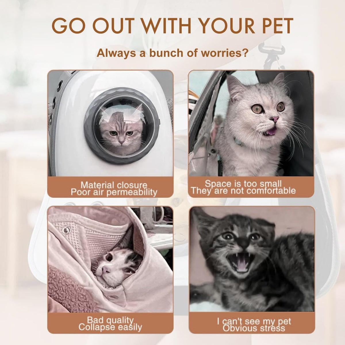pet products Printed Space Capsule Cat Bag, Large Capacity Crossbody Dog Bag, Universal Pet Bag for All Seasons