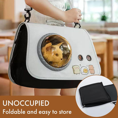 pet products Printed Space Capsule Cat Bag, Large Capacity Crossbody Dog Bag, Universal Pet Bag for All Seasons