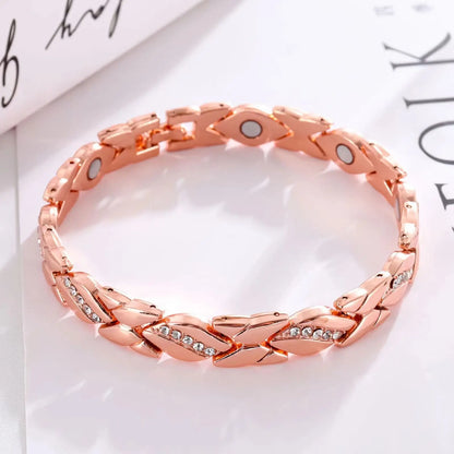 Christmas gift Stylish Ancient Copper Magnetic Therapy Bracelet with Diamond Accents - Enhance Health & Elegance（bronze） Femina Worldwide