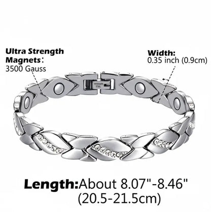 Christmas gift Stylish Ancient Copper Magnetic Therapy Bracelet with Diamond Accents - Enhance Health & Elegance（golden） Femina Worldwide