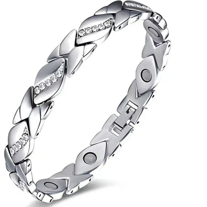 Christmas gift Stylish Ancient Copper Magnetic Therapy Bracelet with Diamond Accents - Enhance Health & Elegance（Rose gold） Femina Worldwide