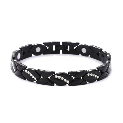 Christmas gift Stylish Ancient Copper Magnetic Therapy Bracelet with Diamond Accents - Enhance Health & Elegance（Rose gold） Femina Worldwide