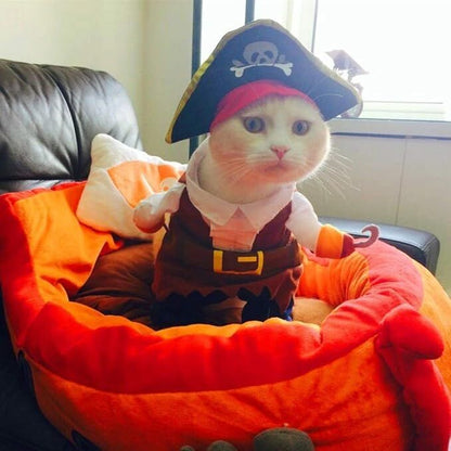 pet products New Funny Pet Clothes Pirate Dog Cat Costume Suit Corsair Dressing up Party Apparel Clothing for Cat Dog Plus Hat