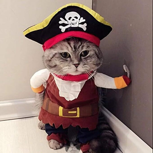 pet products New Funny Pet Clothes Pirate Dog Cat Costume Suit Corsair Dressing up Party Apparel Clothing for Cat Dog Plus Hat