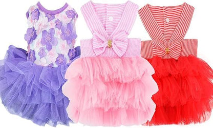 pet products Fall Dog Dresses for Small Dogs Girl 3 Pack Summer Puppy Clothes Outfit Apparel Female Cute Cat Skirt