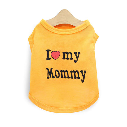 Pet products 4-Piece Pet Vest Set for Summer - Includes 4 Versatile Vests with I ❤️ my Mommy Message, Lightweight Breathable Fabric Perfect for Dogs and Cats in Warm Weather（XL）