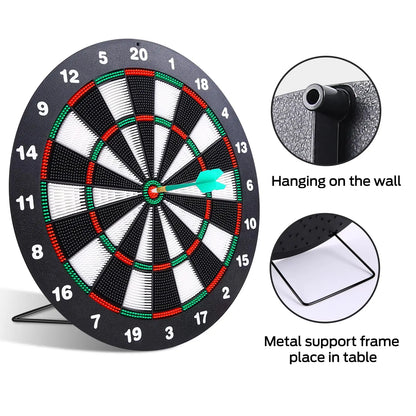 Safety Dart Board Set with 6 Soft Tip Darts: 16-Inch Rubber Dartboard for Family, Office & Party Leisure Sport Femina Worldwide