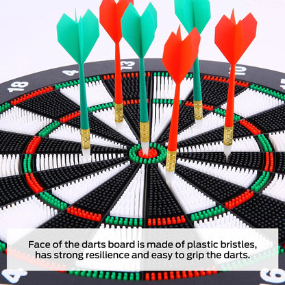 Safety Dart Board Set with 6 Soft Tip Darts: 16-Inch Rubber Dartboard for Family, Office & Party Leisure Sport Femina Worldwide