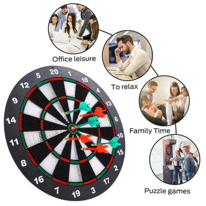 Safety Dart Board Set with 6 Soft Tip Darts: 16-Inch Rubber Dartboard for Family, Office & Party Leisure Sport Femina Worldwide