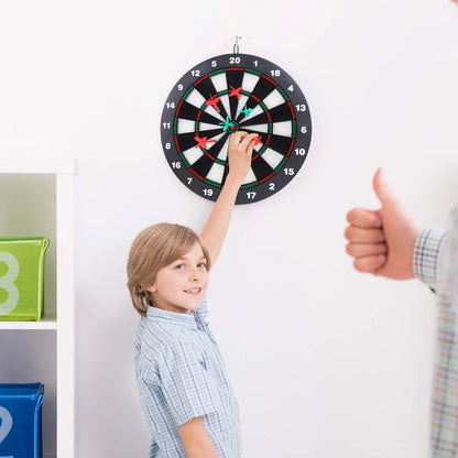 Safety Dart Board Set with 6 Soft Tip Darts: 16-Inch Rubber Dartboard for Family, Office & Party Leisure Sport Femina Worldwide