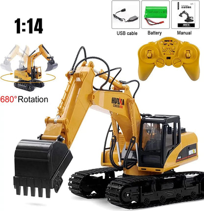 HUINA 1/14 RC Electric Excavator 1535 Remote Control Digger 15CH 2.4G Radio Finished Toy Model Battery Sound Light Effects Hobby Grade Model for Ages 14+ Femina Worldwide