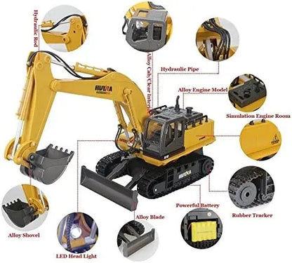 HUINA 1/14 RC Electric Excavator 1535 Remote Control Digger 15CH 2.4G Radio Finished Toy Model Battery Sound Light Effects Hobby Grade Model for Ages 14+ Femina Worldwide