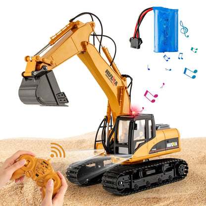 HUINA 1/14 RC Electric Excavator 1535 Remote Control Digger 15CH 2.4G Radio Finished Toy Model Battery Sound Light Effects Hobby Grade Model for Ages 14+ Femina Worldwide
