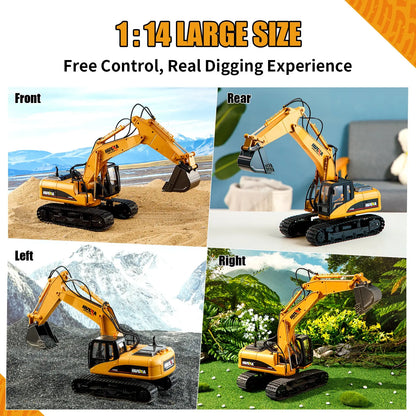 HUINA 1/14 RC Electric Excavator 1535 Remote Control Digger 15CH 2.4G Radio Finished Toy Model Battery Sound Light Effects Hobby Grade Model for Ages 14+ Femina Worldwide