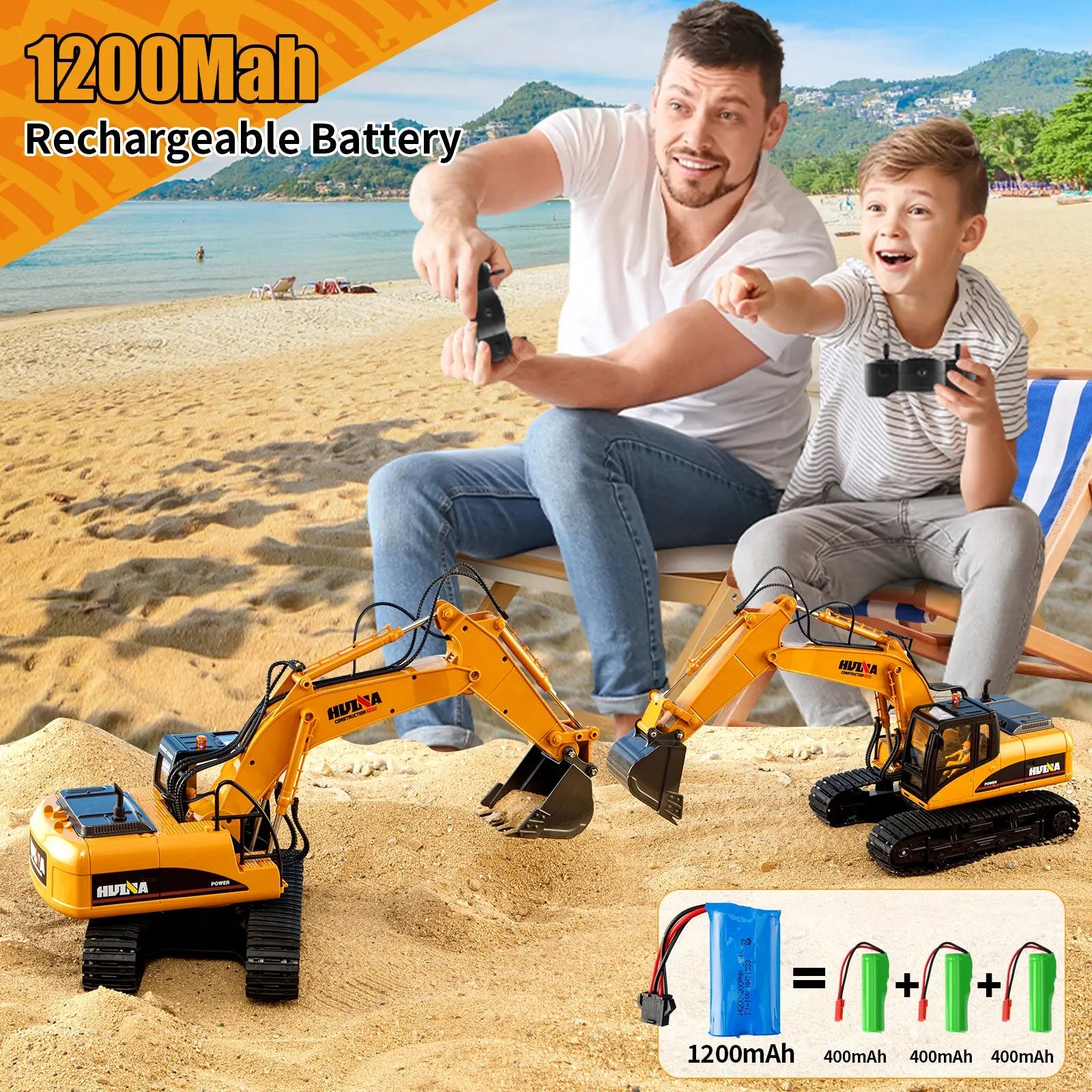 HUINA 1/14 RC Electric Excavator 1535 Remote Control Digger 15CH 2.4G Radio Finished Toy Model Battery Sound Light Effects Hobby Grade Model for Ages 14+ Femina Worldwide