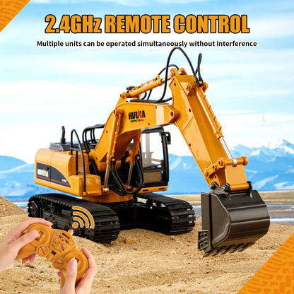 HUINA 1/14 RC Electric Excavator 1535 Remote Control Digger 15CH 2.4G Radio Finished Toy Model Battery Sound Light Effects Hobby Grade Model for Ages 14+ Femina Worldwide