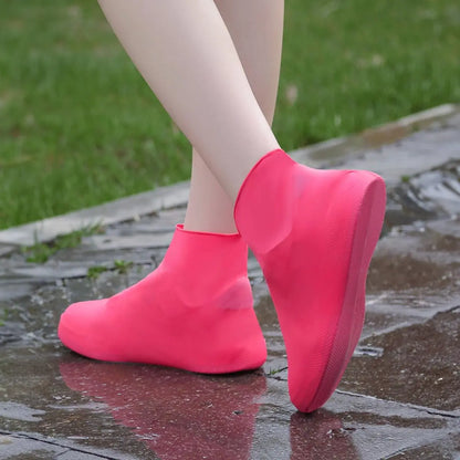 Overshoes - 1 Pair - Waterproof Silicone Overshoes - Reusable, Non-slip, Suitable for Outdoor Activities (Pink - Size L) Femina Worldwide
