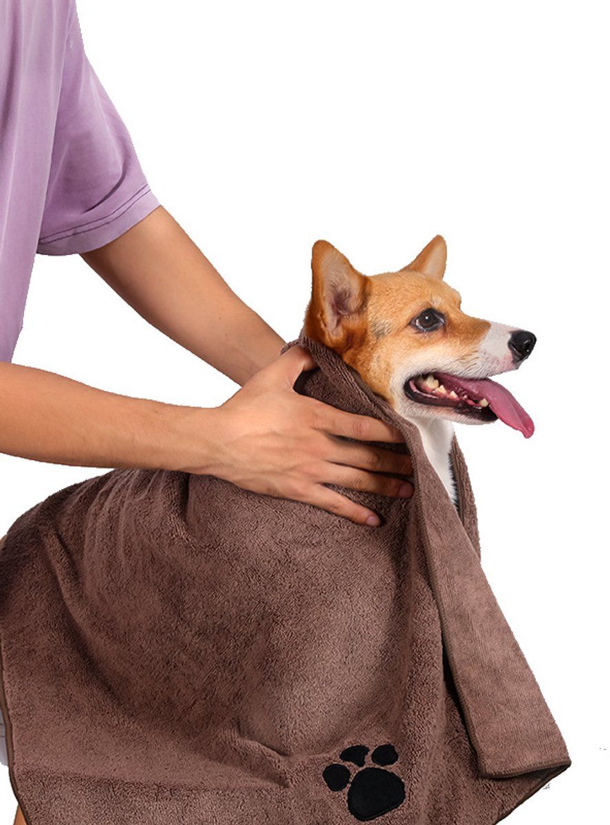 2 Pieces, Microfiber Dog Towel, Dog towels, Microfiber towel, Pet towel, for Daily Pet Care and Home Use, 100 x 50 cm, Brown, Grey