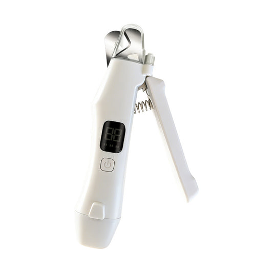 Dog Nail Scissors - Cat Nail Clippers - Professional Nail Clippers - LED Lighting - Rechargeable - Digital Display - Pet Care - Nail Cutting - Collection Tray - Paw Care - Safe & Sharp - Stainless Steel - Nail Care - White - 1 Piece