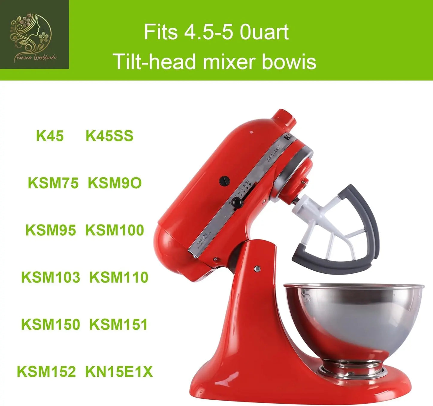 Flex Edge Beater Work for KitchenAid Mixer Attachments, Compatible with 4.5-5 Quart Tilt-Head Stand Mixers, kitchenAid Paddle with Scraper, Flexible Silicone Edges