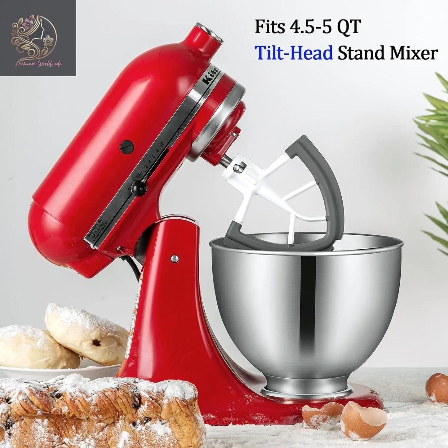 Flex Edge Beater For Kitchenaid Mixer Accessory,Kitchen Aid Attachments For Mixer,Fits Tilt-Head Stand Mixer Bowls For 4.5-5 Quart Bowls,Beater With Silice Edges,Grey