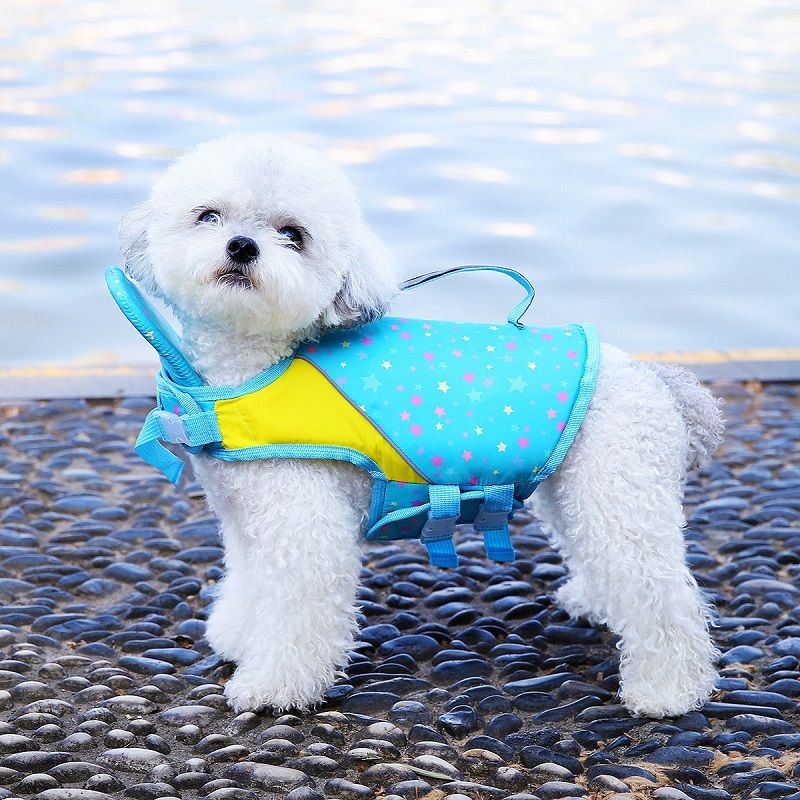 Dog Life Jacket with Rescue Handle and Adjustable Straps, Reflective Pet Swimming Vest for Small Medium Large Dogs, Floatation Safety Coat for Pool Beach Lake Boating and Outdoor Water Play (L, Red)