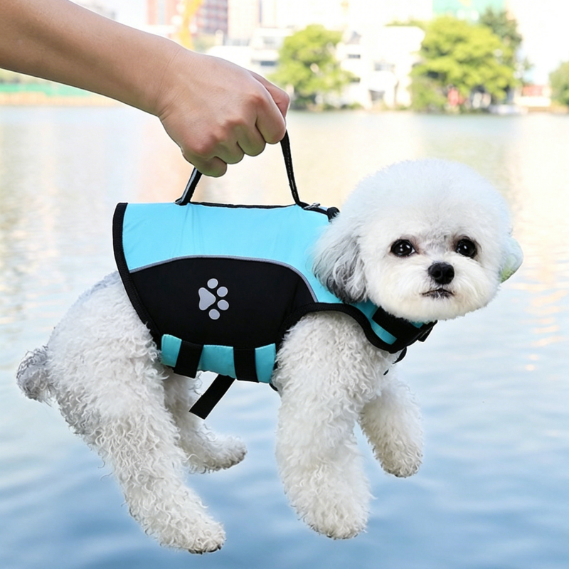 Dog Life Jacket with Rescue Handle and Adjustable Straps, Reflective Pet Swimming Vest for Small Medium Large Dogs, Floatation Safety Coat for Pool Beach Lake Boating and Outdoor Water Play (M, Green)