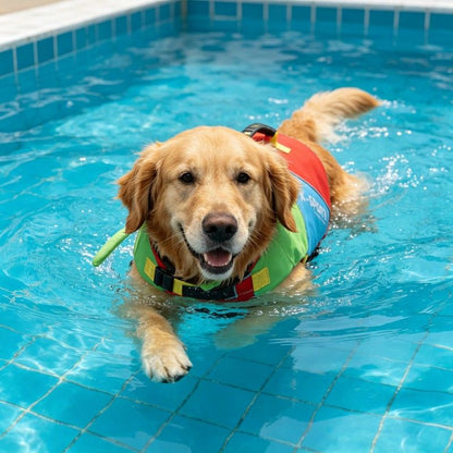 Dog Life Jacket with Rescue Handle and Adjustable Straps, Reflective Pet Swimming Vest for Small Medium Large Dogs, Floatation Safety Coat for Pool Beach Lake Boating and Outdoor Water Play (M, Red)