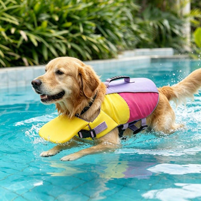 Dog Life Jacket with Rescue Handle and Adjustable Straps, Reflective Pet Swimming Vest for Small Medium Large Dogs, Floatation Safety Coat for Pool Beach Lake Boating and Outdoor Water Play (S, Red)