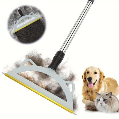 Blue Yellow pet hair remover broom, pet cleaning supplies, pet hair removal, Australian pet owners, carpet pet hair cleaner, floor pet hair cleaner, pet hair broom Australia, pet hair brush, lint remover broom