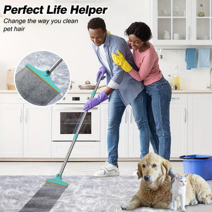 Blue Yellow pet hair remover broom, pet cleaning supplies, pet hair removal, Australian pet owners, carpet pet hair cleaner, floor pet hair cleaner, pet hair broom Australia, pet hair brush, lint remover broom