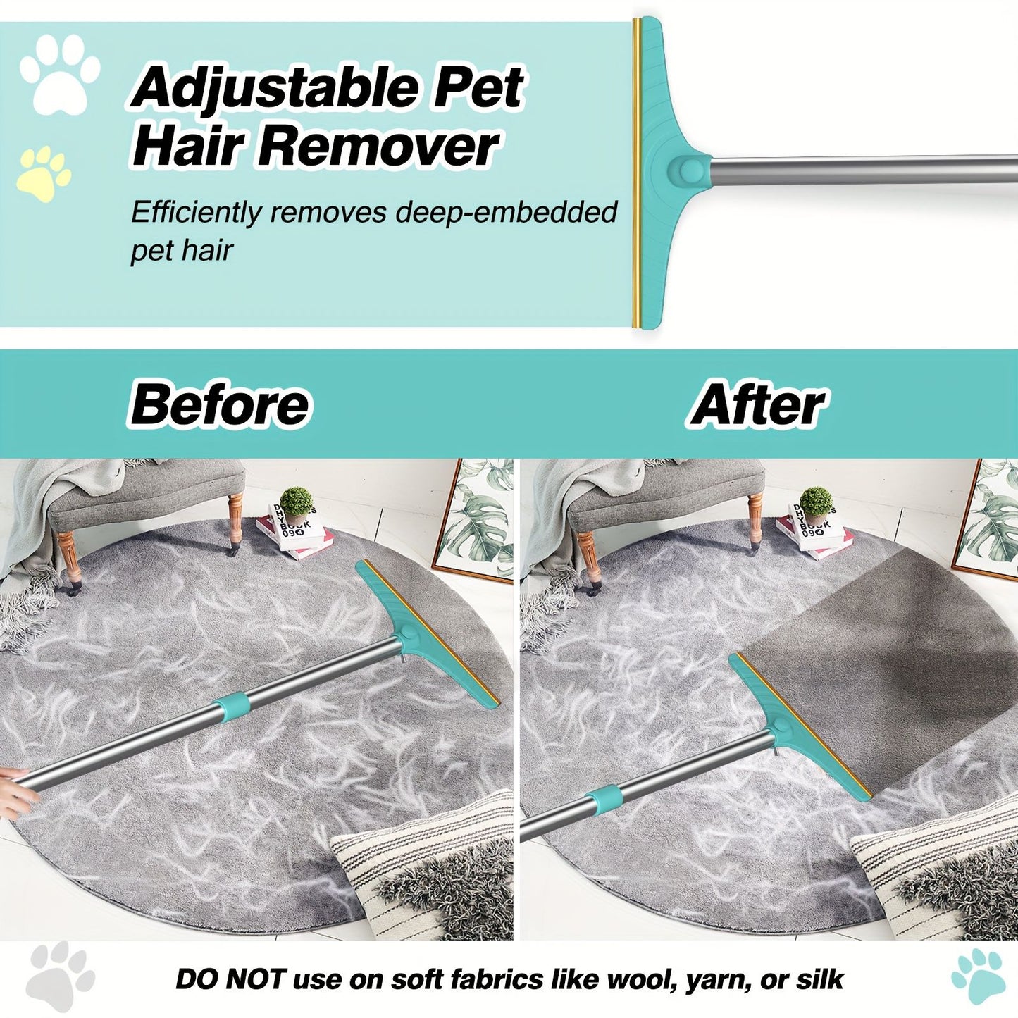 Blue Yellow pet hair remover broom, pet cleaning supplies, pet hair removal, Australian pet owners, carpet pet hair cleaner, floor pet hair cleaner, pet hair broom Australia, pet hair brush, lint remover broom