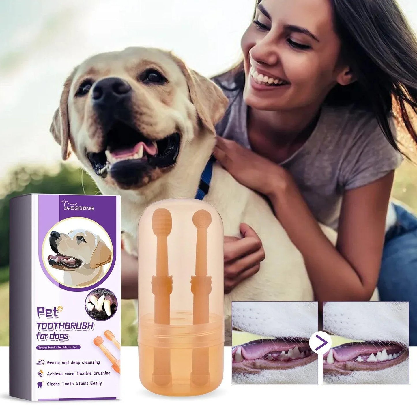 Pet Tongue Brush and Toothbrush Set for Oral Cleaning Dental Health Care for Pet